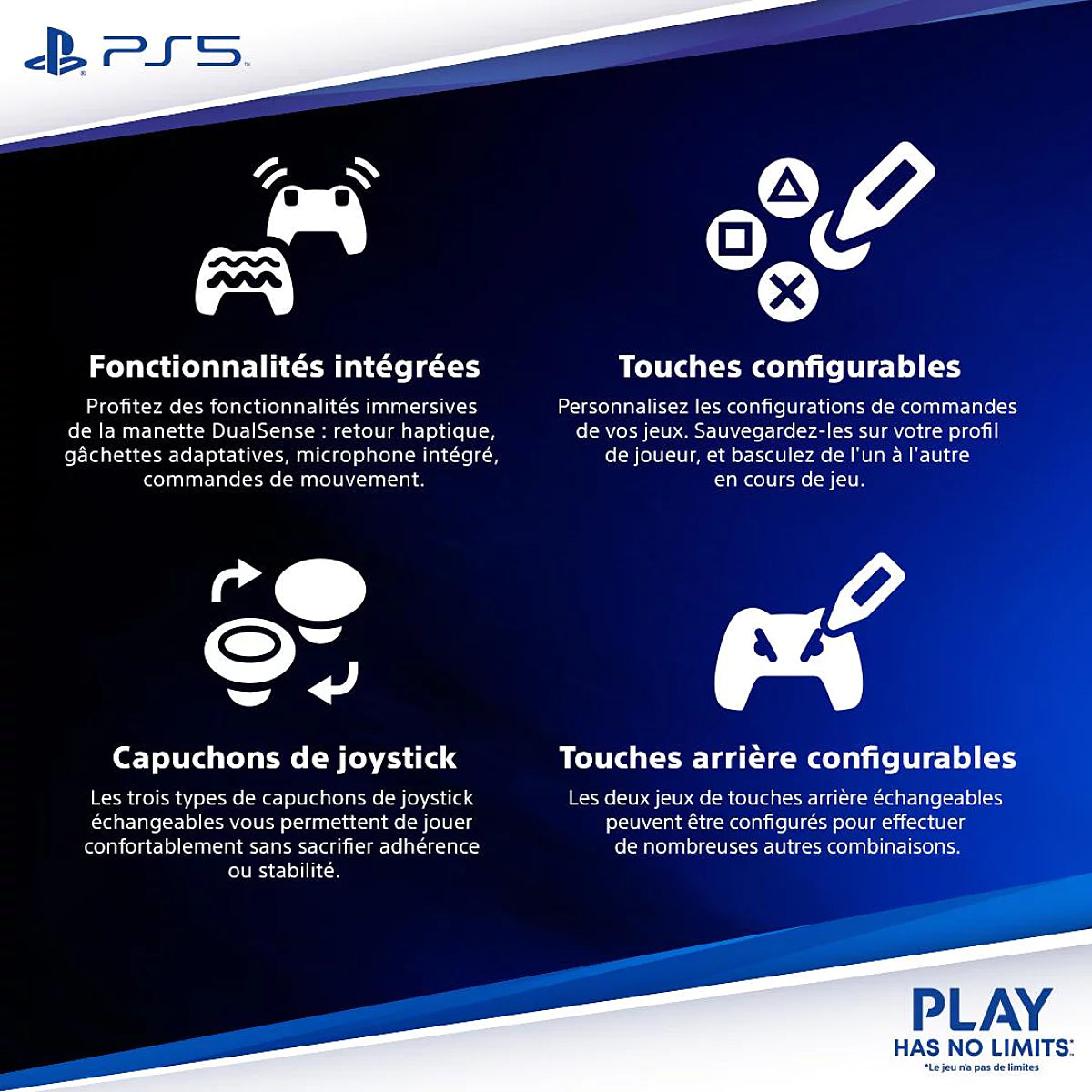 Manette sans fil DualSense Edge - Midnight Black (PS5)