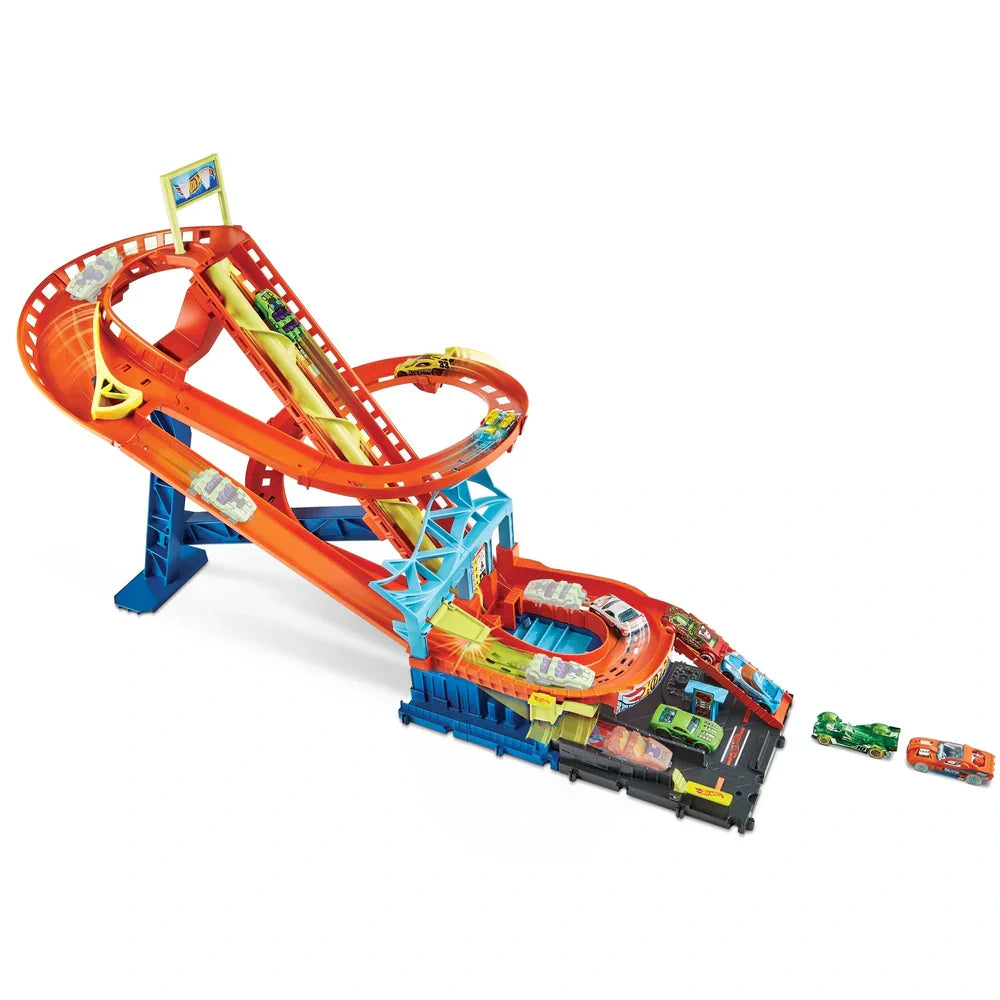 Hot Wheels - Circuit Rallye des Montagnes Russes avec 5 Véhicules