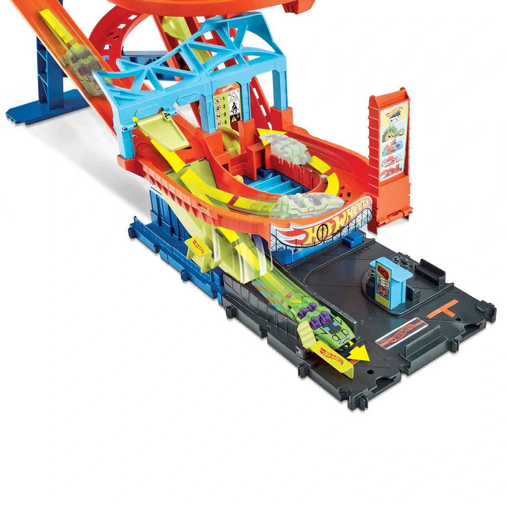 Hot Wheels - Circuit Rallye des Montagnes Russes avec 5 Véhicules