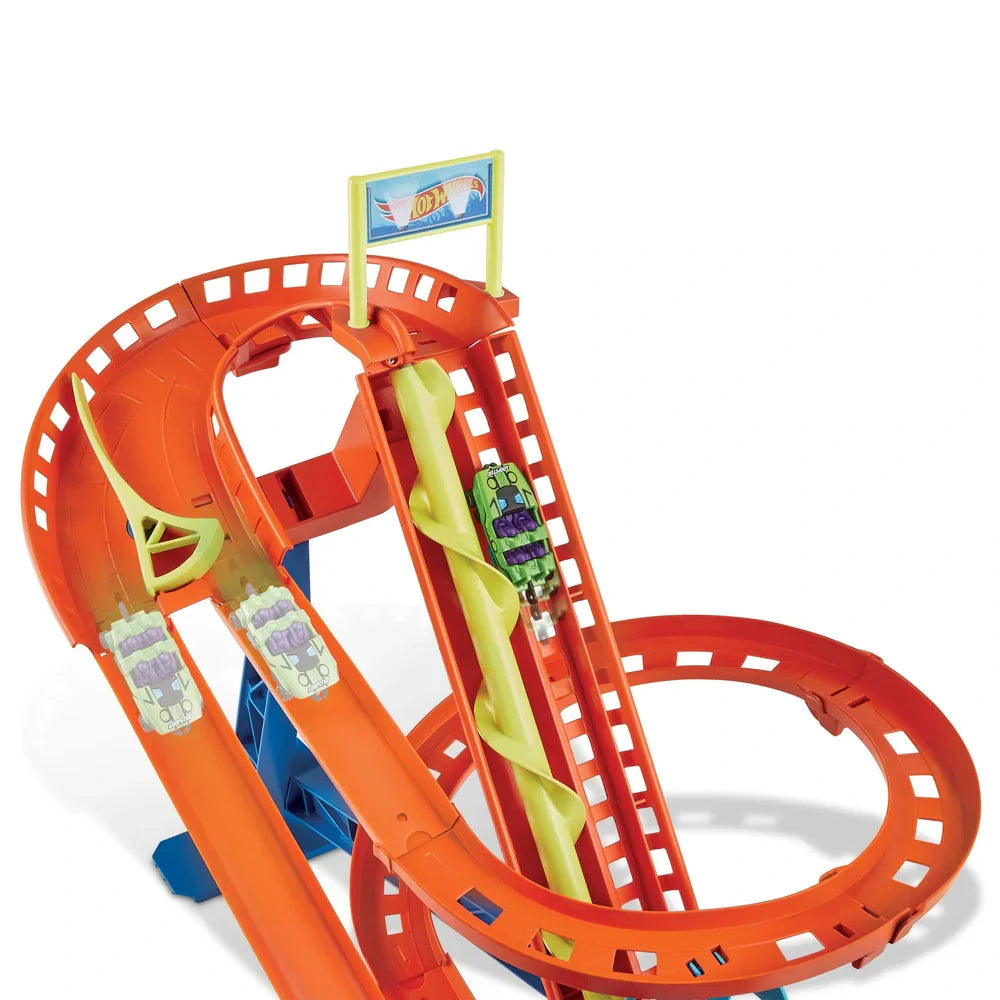 Hot Wheels - Circuit Rallye des Montagnes Russes avec 5 Véhicules